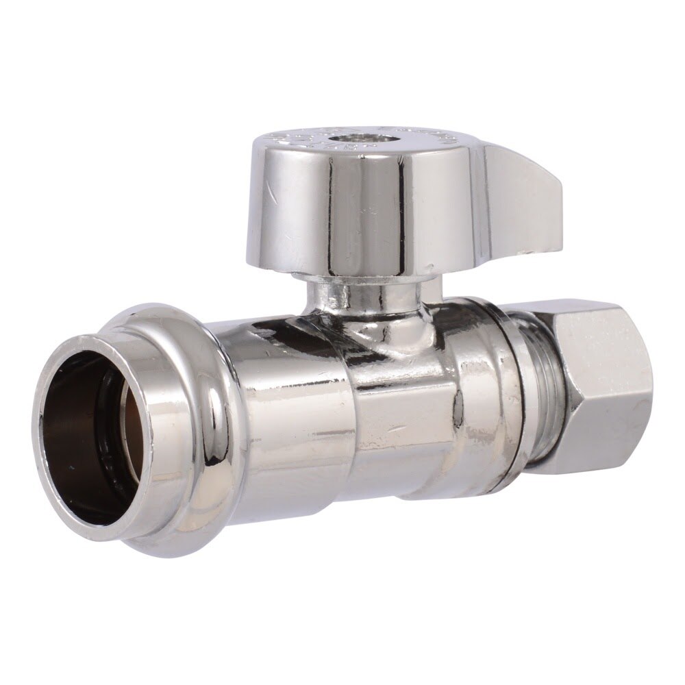 Eastman 10761 1/2 in Press x 3/8 in OD Compression Quarter Turn Straight Stop Valve Lead Free