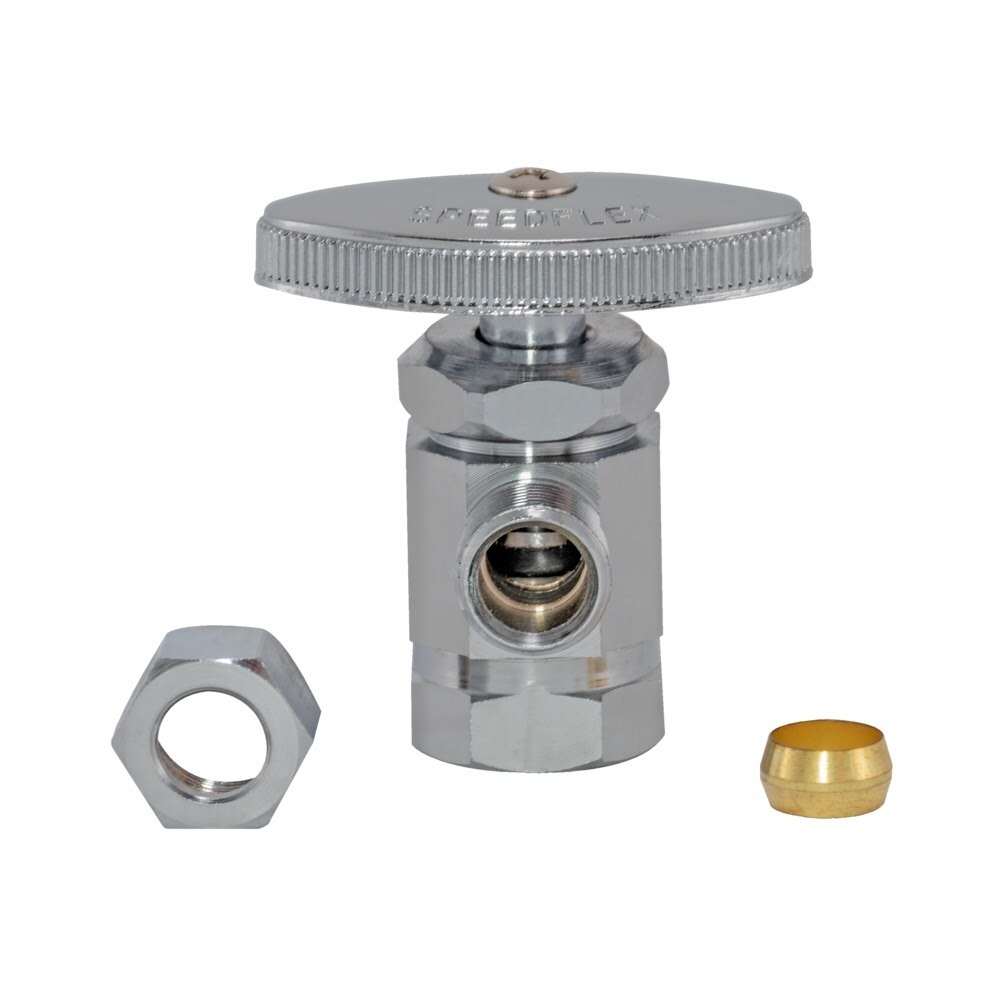 Eastman 10809LF 3/8 in. OD x 1/2 in. FIP Multi-Turn Angle Stop Valve with Brass Stem - 2