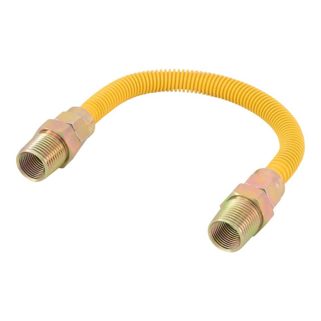 Eastman 10YE505012 3/8 in. OD x 12 in. Yellow Epoxy Coated Stainless Steel MIP x MIP Gas Connector
