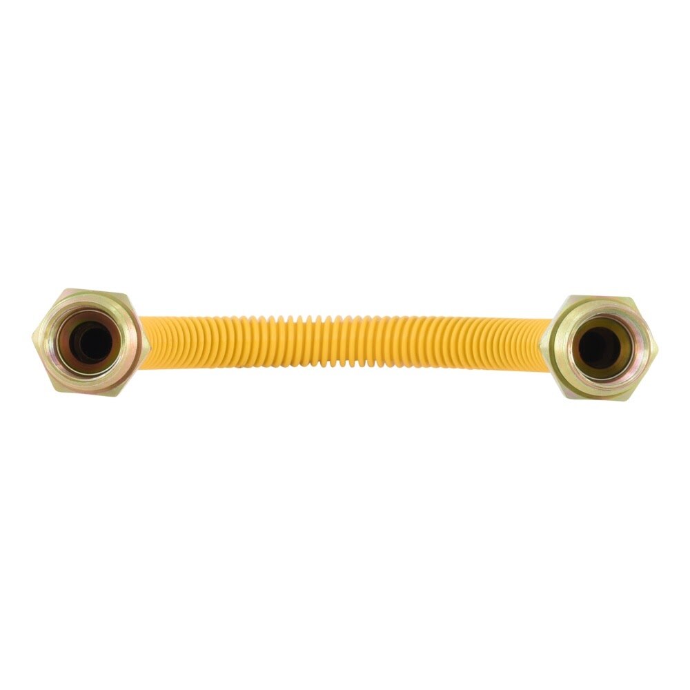 Eastman 10YE505012 3/8 in. OD x 12 in. Yellow Epoxy Coated Stainless Steel MIP x MIP Gas Connector - 3