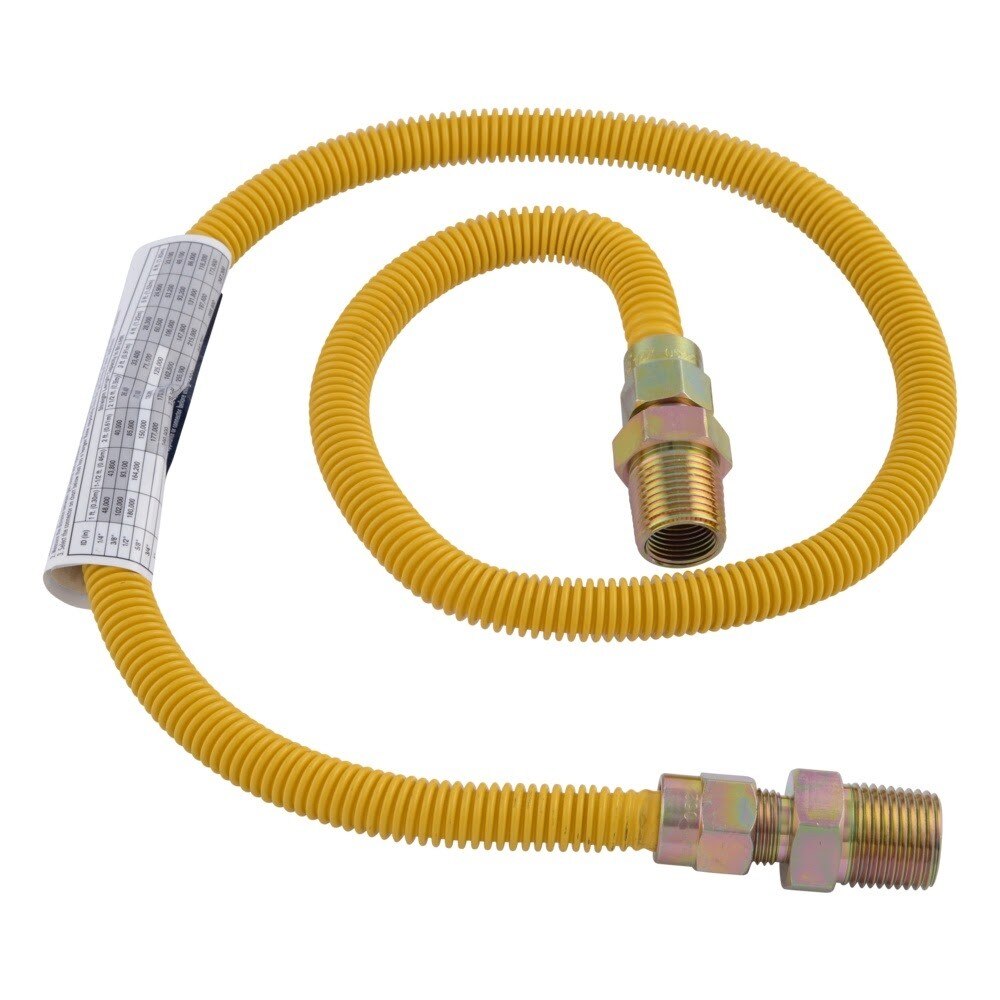 Eastman 10YE505036B 36 in 3/8 in OD Yellow Stainless Steel Gas Connector 1/2 in MIP x 1/2 in MIP