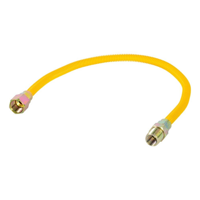 Eastman 10YE515024B 3/8 in OD 24 in Yellow Stainless Steel Gas Connector 1/2 in FIP x 1/2 in MIP