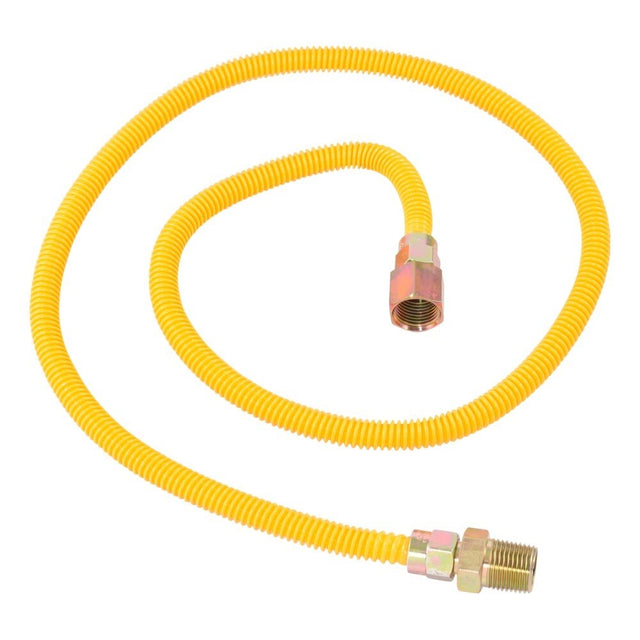 Eastman 10YE515048B 3/8 in OD x 48 in Yellow Stainless Steel Gas Connector 1/2 in FIP x 1/2 in MIP