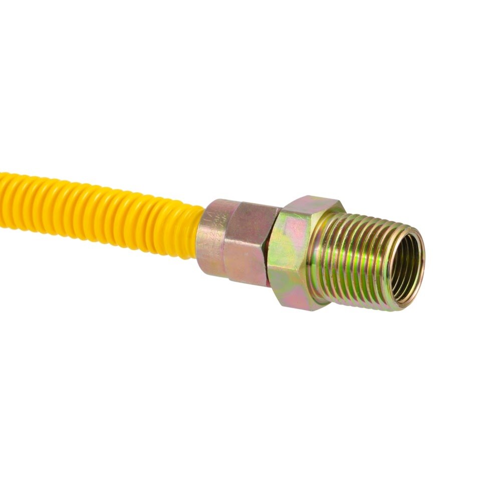 Eastman 10YE515048B 3/8 in OD x 48 in Yellow Stainless Steel Gas Connector 1/2 in FIP x 1/2 in MIP - 3