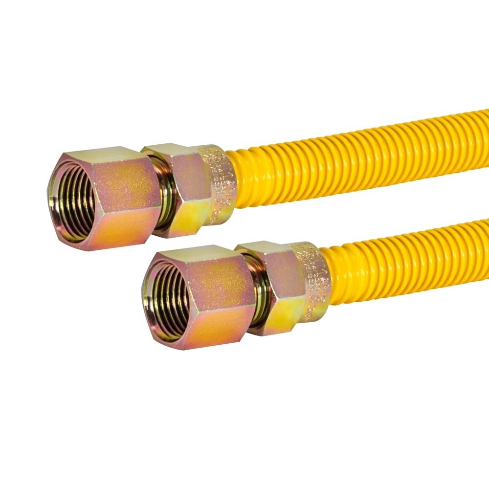 Eastman 10YE515148 3/8 in. OD x 48 in. Yellow Stainless Steel Gas Connector with 1/2 in. FIP x 1/2 in. FIP Ends - 2