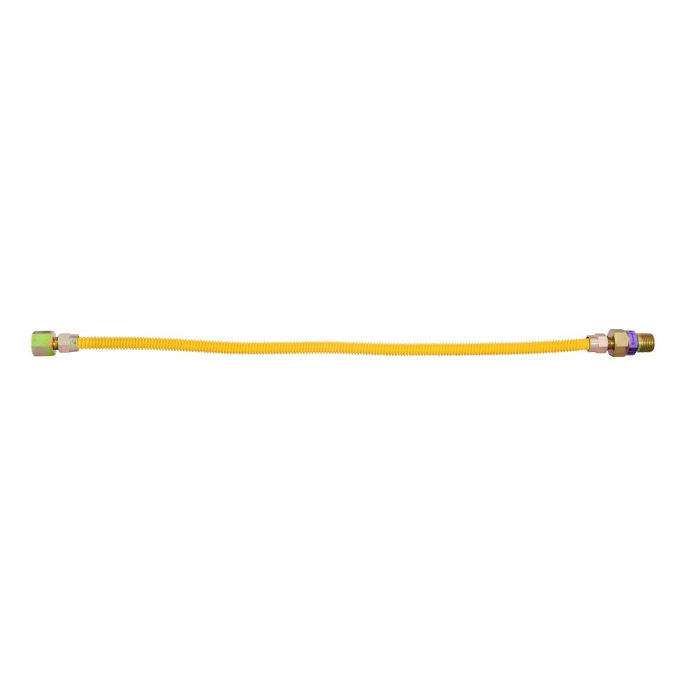 Eastman 10YE51V024B 3/8 in. OD x 24 in. Yellow Stainless Steel EFV Gas Connector - 2