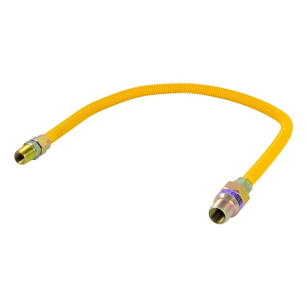 Eastman 10YE52V024B 3/8 in. OD x 24 in. Yellow Coated Stainless Steel Gas Connector with EFV