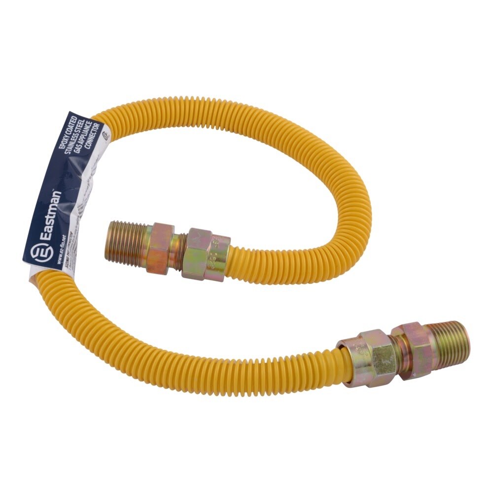 Eastman 20YE505024 1/2 in OD x 24 in Yellow Epoxy Coated Stainless Steel Gas Connector MIP x MIP - 3