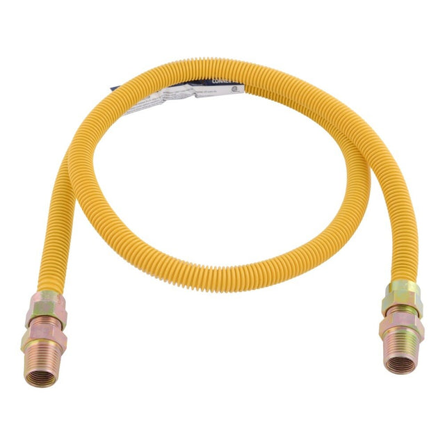 Eastman 20YE505048B 1/2 in. x 48 in. Yellow Coated Stainless Steel Gas Connector MIP x MIP