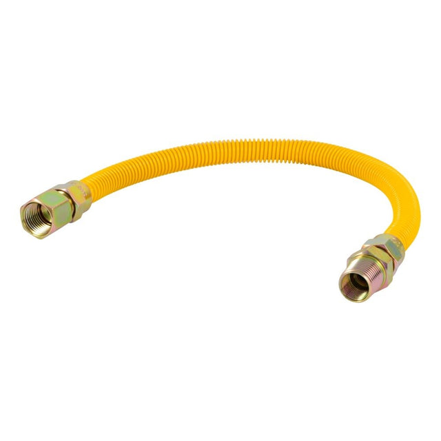 Eastman 20YE515018B 1/2 in OD x 18 in Yellow Stainless Steel Gas Connector with 1/2 in FIP x MIP