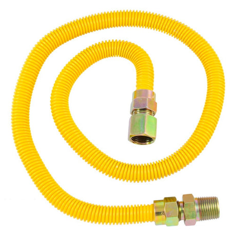 Eastman 20YE515036B 36 in. Yellow Stainless Steel Gas Connector with 1/2 in. FIP x 1/2 in. MIP Ends