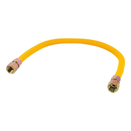 Eastman 20YE515124B 1/2 in. OD x 24 in. Yellow Stainless Steel Gas Connector with 1/2 in. FIP Ends
