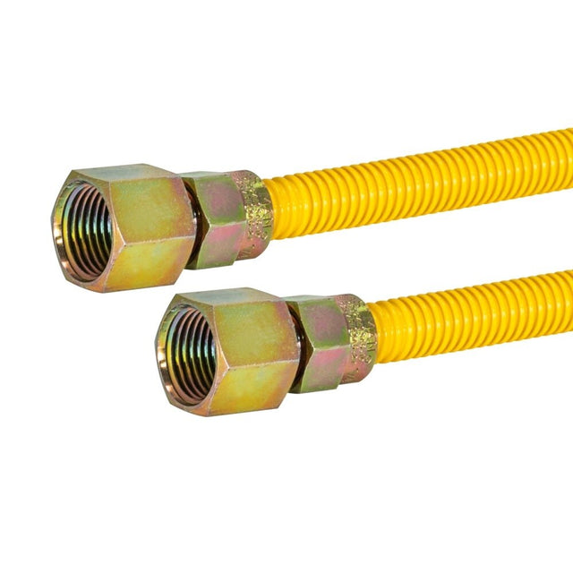 Eastman 20YE515136 1/2 in. OD x 36 in. Yellow Epoxy Coated Stainless Steel Gas Connector FIP x FIP