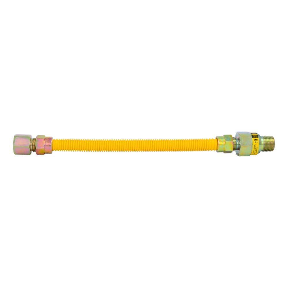 Eastman 20YE51V012B Half Inch OD 12 Inch Yellow Stainless Steel EFV Gas Connector FIP x MIP - 2