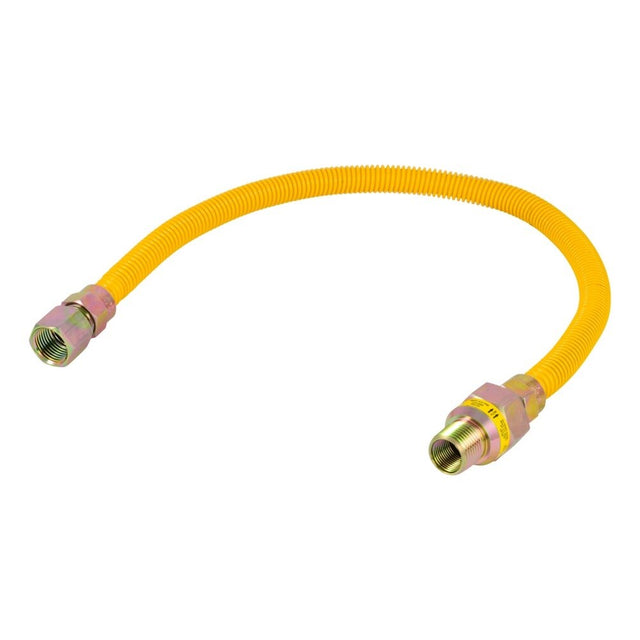 Eastman 20YE51V024B 1/2 in x 24 in Yellow Stainless Steel Gas Connector with EFV