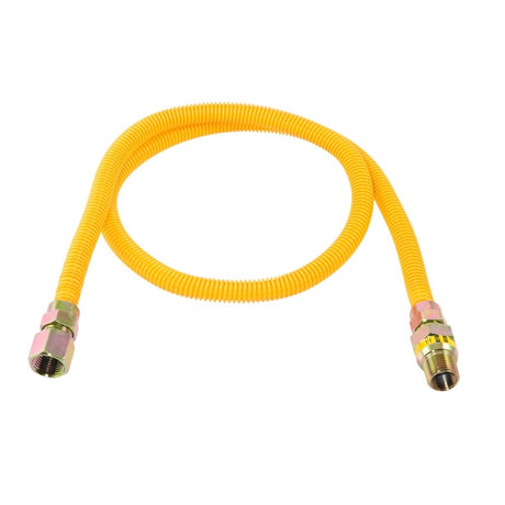 Eastman 20YE51V048B 1/2 in. OD x 48 in. Yellow Stainless Steel Gas Connector with EFV