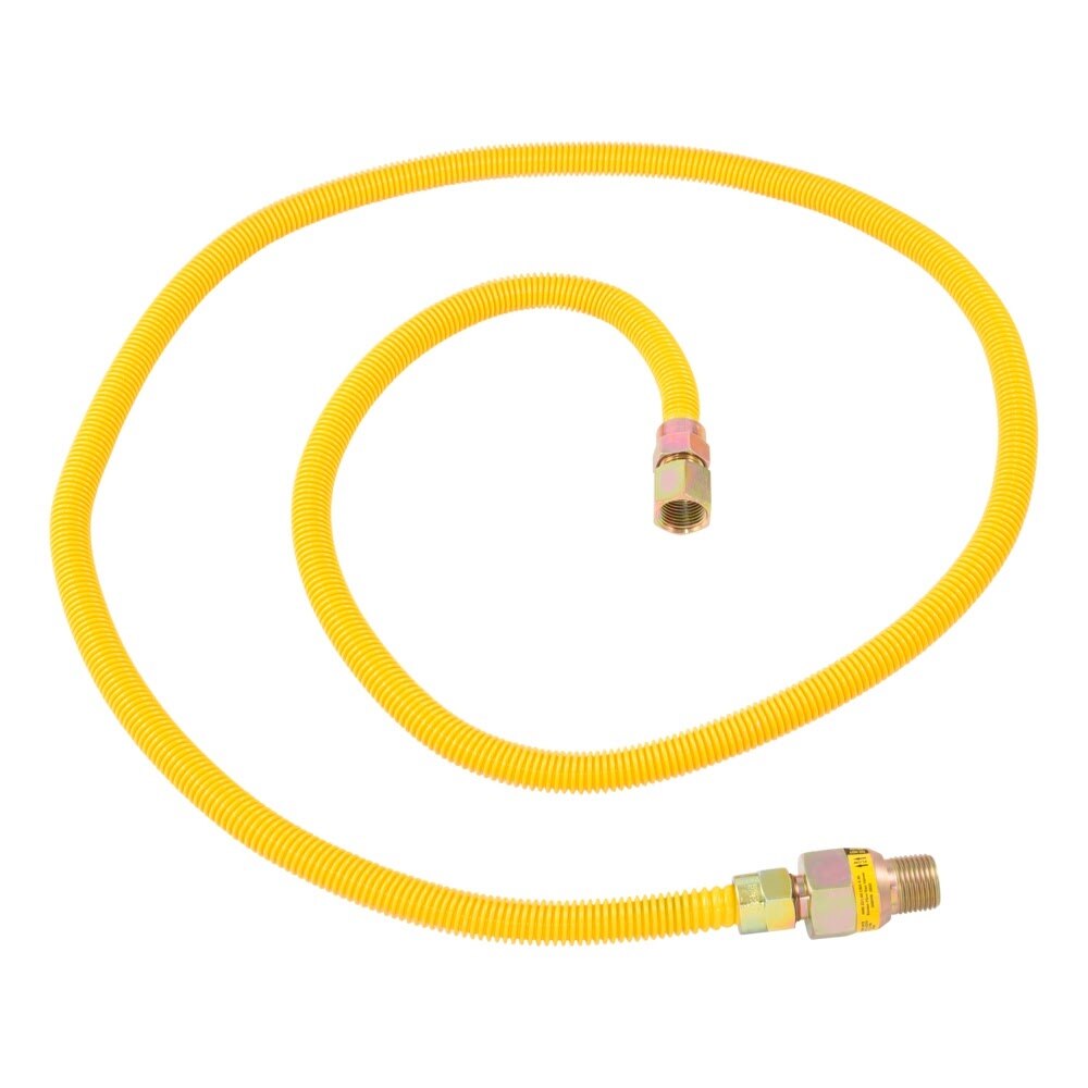 Eastman 20YE51V072B 72 in. Yellow Stainless Steel Gas Connector with EFV 1/2 in. FIP x 1/2 in. MIP