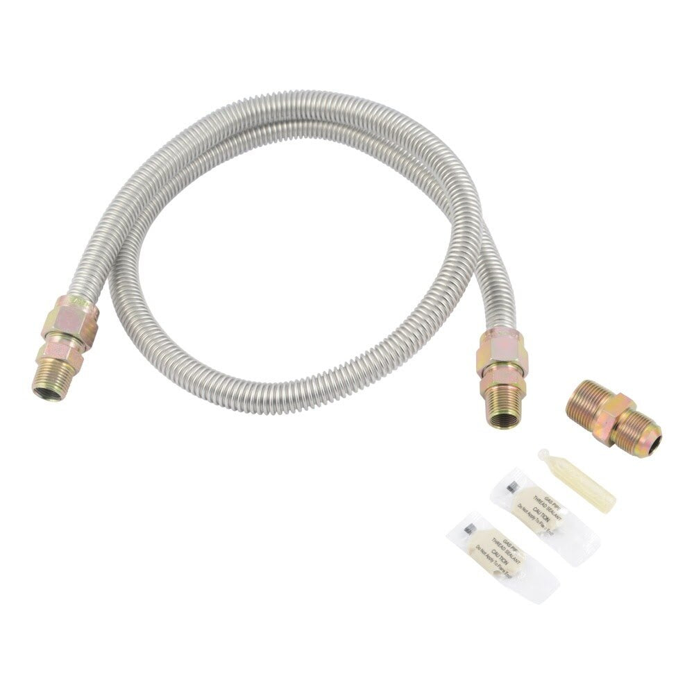 Eastman 30SS50505448K 5/8 in x 48 in Stainless Steel Gas Dryer Kit with 1/2 in MIP Ends (3/4 in Adapter) - 3
