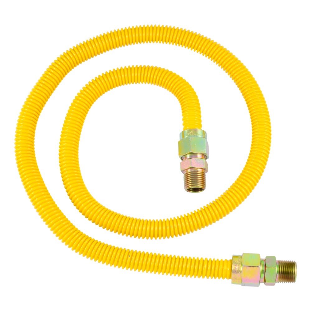 Eastman 30YE505048B 48 in. 5/8 in. OD Yellow Stainless Steel Gas Connector with 1/2 in. MIP x 1/2 in. MIP Fittings