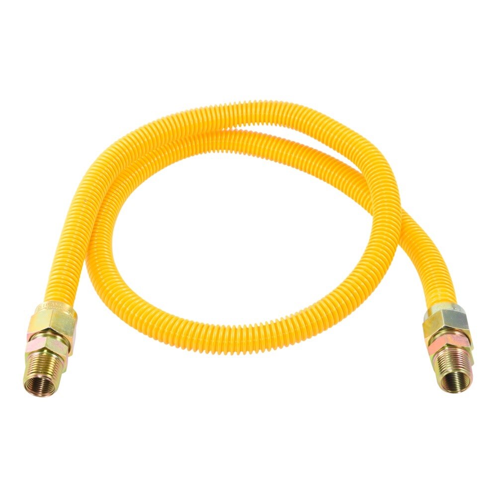 Eastman 30YE505048B 48 in. 5/8 in. OD Yellow Stainless Steel Gas Connector with 1/2 in. MIP x 1/2 in. MIP Fittings - 2