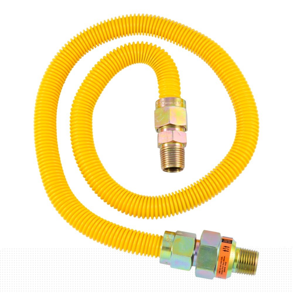 Eastman 30YE50V036B 5/8 in OD x 36 in Yellow Stainless Steel Gas Connector with EFV