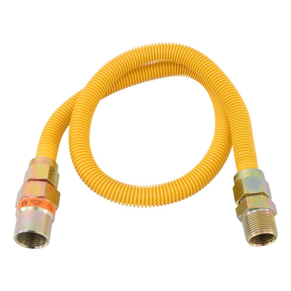 Eastman 30YE54V536B 36 in. 5/8 in. OD Yellow Epoxy-Coated Stainless Steel Gas Connector with EFV
