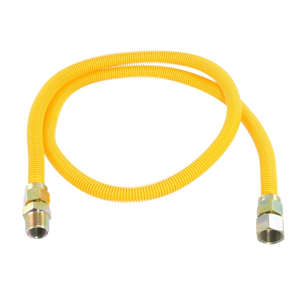 Eastman 30YE555460B 60 in. Yellow Coated Stainless Steel Gas Connector 3/4 in. FIP x 3/4 in. MIP - 2