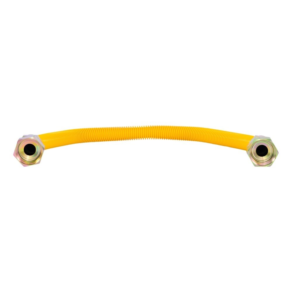 Eastman 30YE555524B 5/8 in OD x 24 in Yellow Stainless Steel Gas Connector 3/4 in FIP x 3/4 in FIP - 3