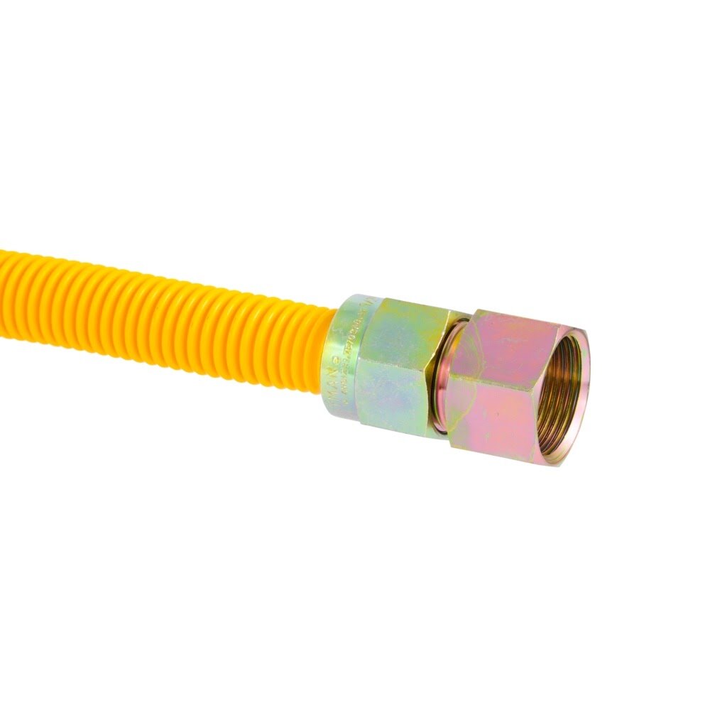 Eastman 30YE555548B 5/8 in. OD 48 in. Yellow Stainless Steel Gas Connector with 3/4 in. FIP Ends - 3