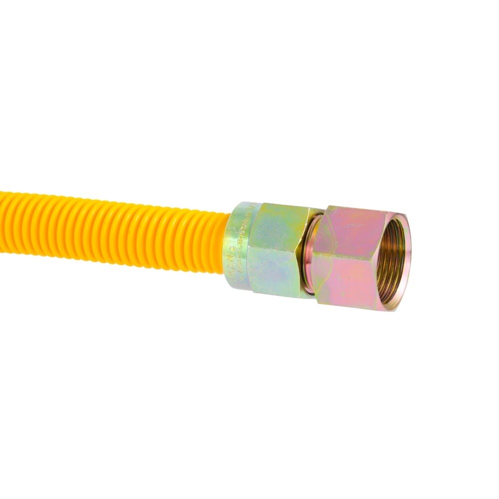 Eastman 30YE555572B 5/8 in. x 72 in. Yellow Coated Stainless Steel Gas Connector 3/4 in. FIP x 3/4 in. FIP - 3