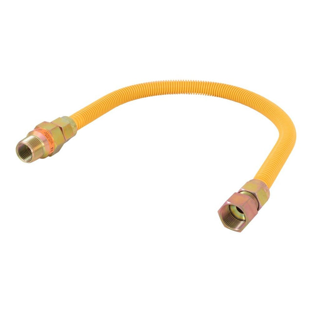 Eastman 30YE55V424B 5/8 in x 24 in Yellow Stainless Steel Gas Connector 3/4 in FIP x 3/4 in MIP EFV