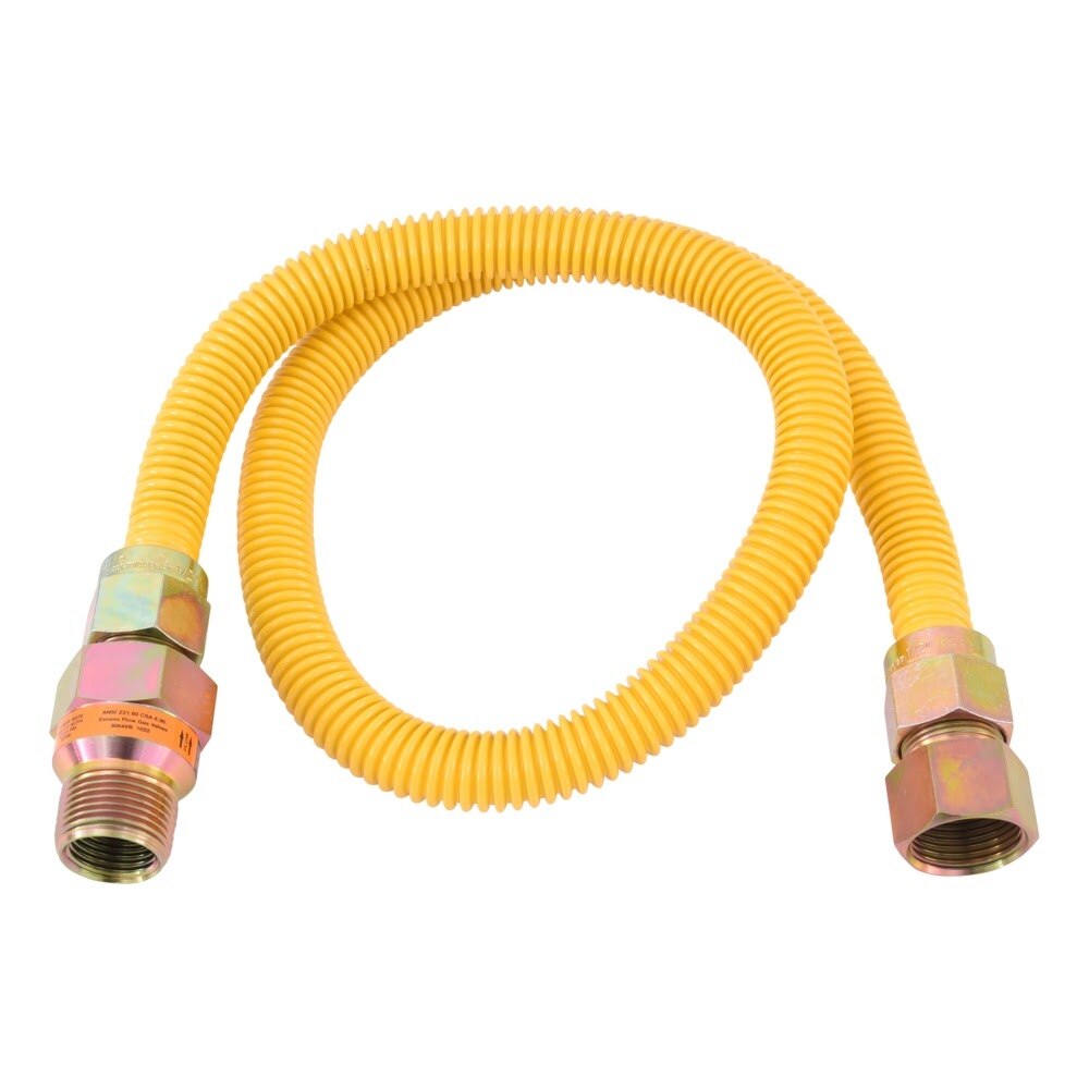 Eastman 30YE55V436B 5/8 in OD 36 in Yellow Stainless Steel Gas Connector 3/4 in FIP x 3/4 in MIP EFV - 3