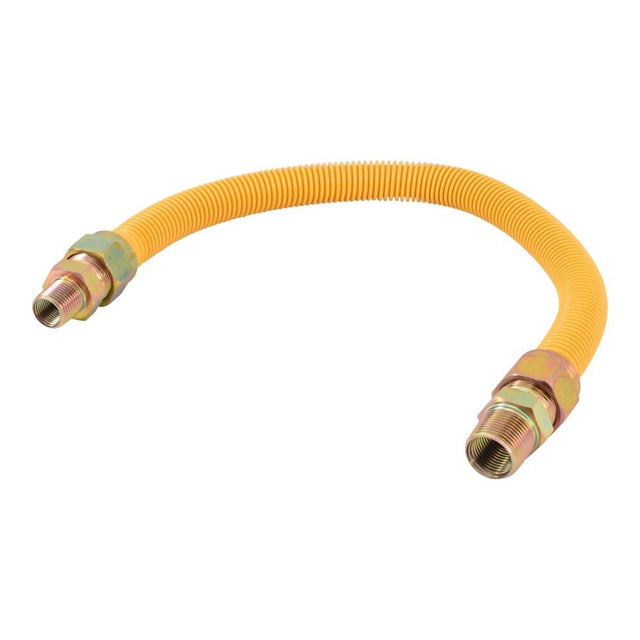 Eastman 40YE545024 1 in. OD x 24 in. Yellow Stainless Steel Gas Connector 3/4 in. MIP x 1/2 in. MIP