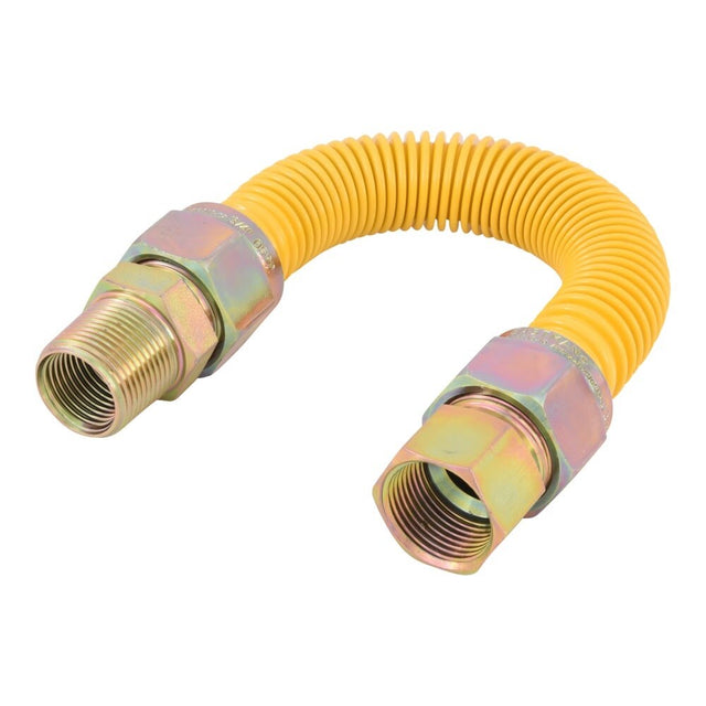 Eastman 40YE545512 1 in OD x 12 in L Yellow Stainless Steel Gas Connector 3/4 in MIP x 3/4 in FIP