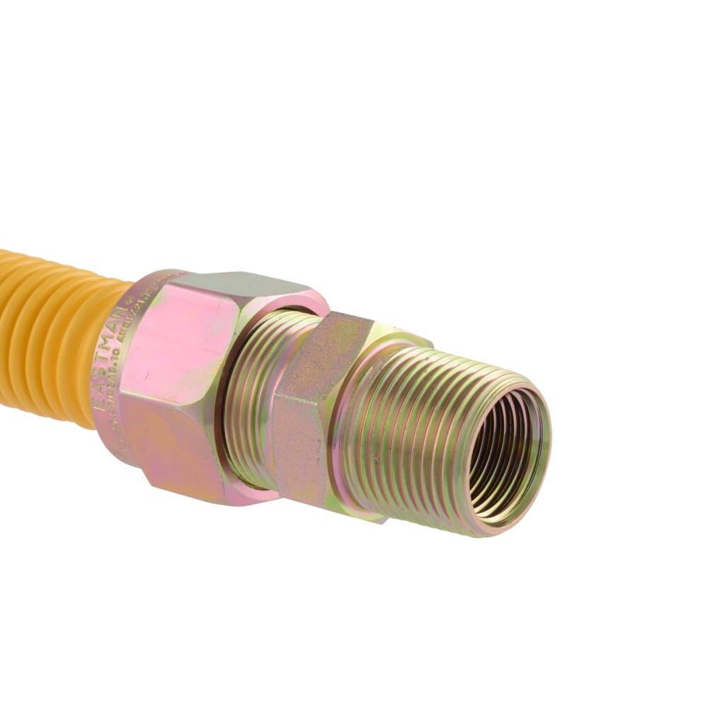 Eastman 40YE545524B 1 in. OD x 24 in. Yellow Stainless Steel Gas Connector 3/4 in. MIP x 3/4 in. FIP - 3
