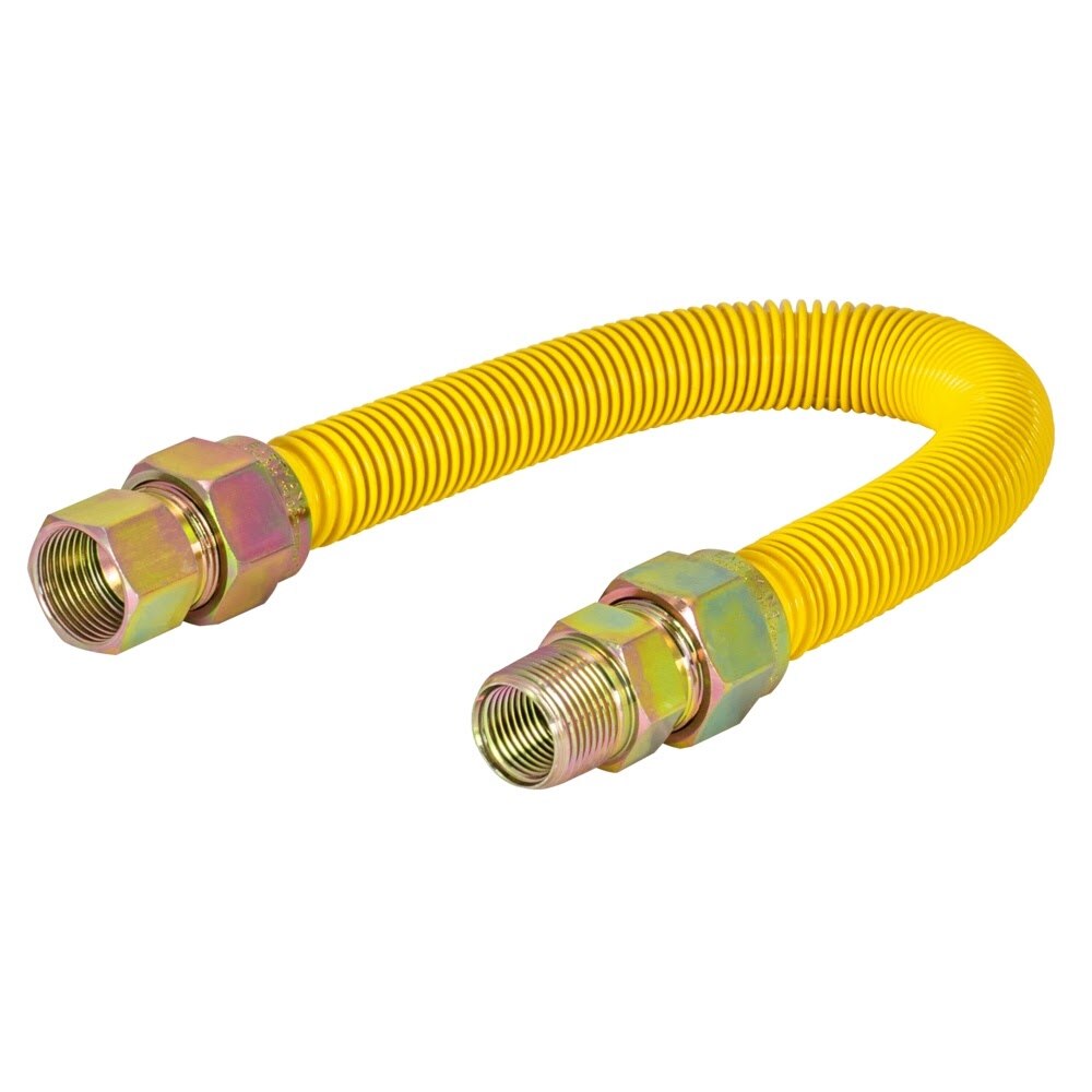 Eastman 40YE545536B 36 in Yellow Coated Stainless Steel Gas Connector 3/4 in MIP x 3/4 in FIP