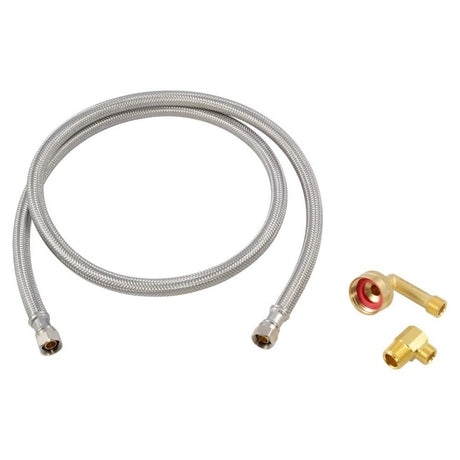 Eastman 41037 4 ft Braided Stainless Steel Universal Dishwasher Supply Line with Adapter Fittings
