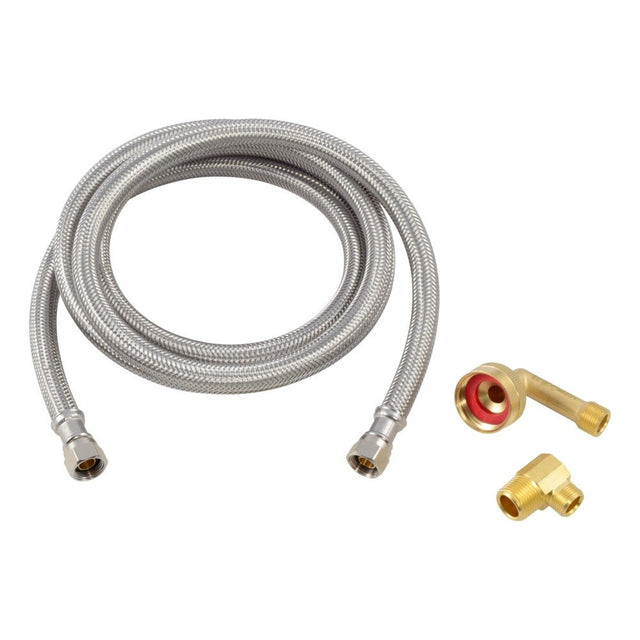 Eastman 41045 6 ft Braided Stainless Steel Dishwasher Supply Line with Brass Fittings
