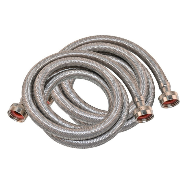 Eastman 41063 5 ft Braided Stainless Steel Washing Machine Hoses (2 Pack)