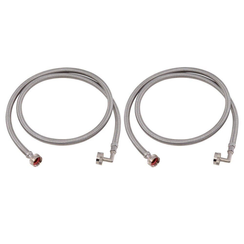 Eastman 41065 5 ft Braided Stainless Steel Washing Machine Hoses with Elbows (2 Pack)