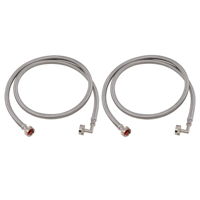 Eastman 41065 5 ft Braided Stainless Steel Washing Machine Hoses with Elbows (2 Pack)