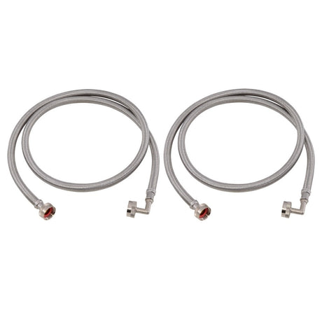 Eastman 41065 5 ft Braided Stainless Steel Washing Machine Hoses with Elbows (2 Pack)