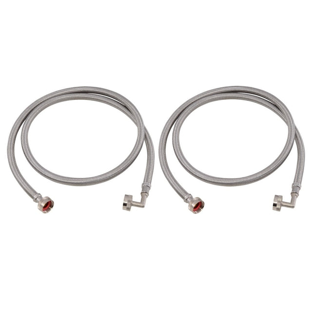 Eastman 41065 5 ft Braided Stainless Steel Washing Machine Hoses with Elbows (2 Pack)