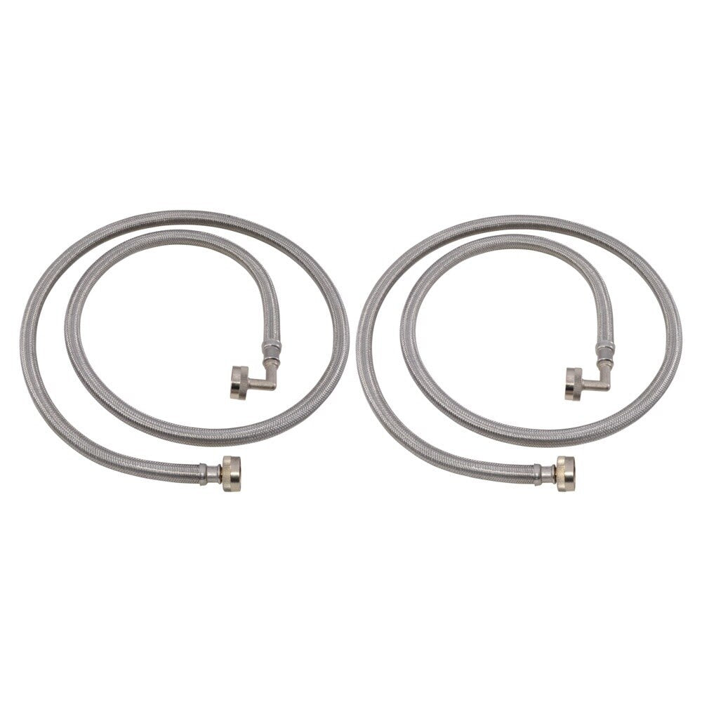 Eastman 41065 5 ft Braided Stainless Steel Washing Machine Hoses with Elbows (2 Pack) - 2