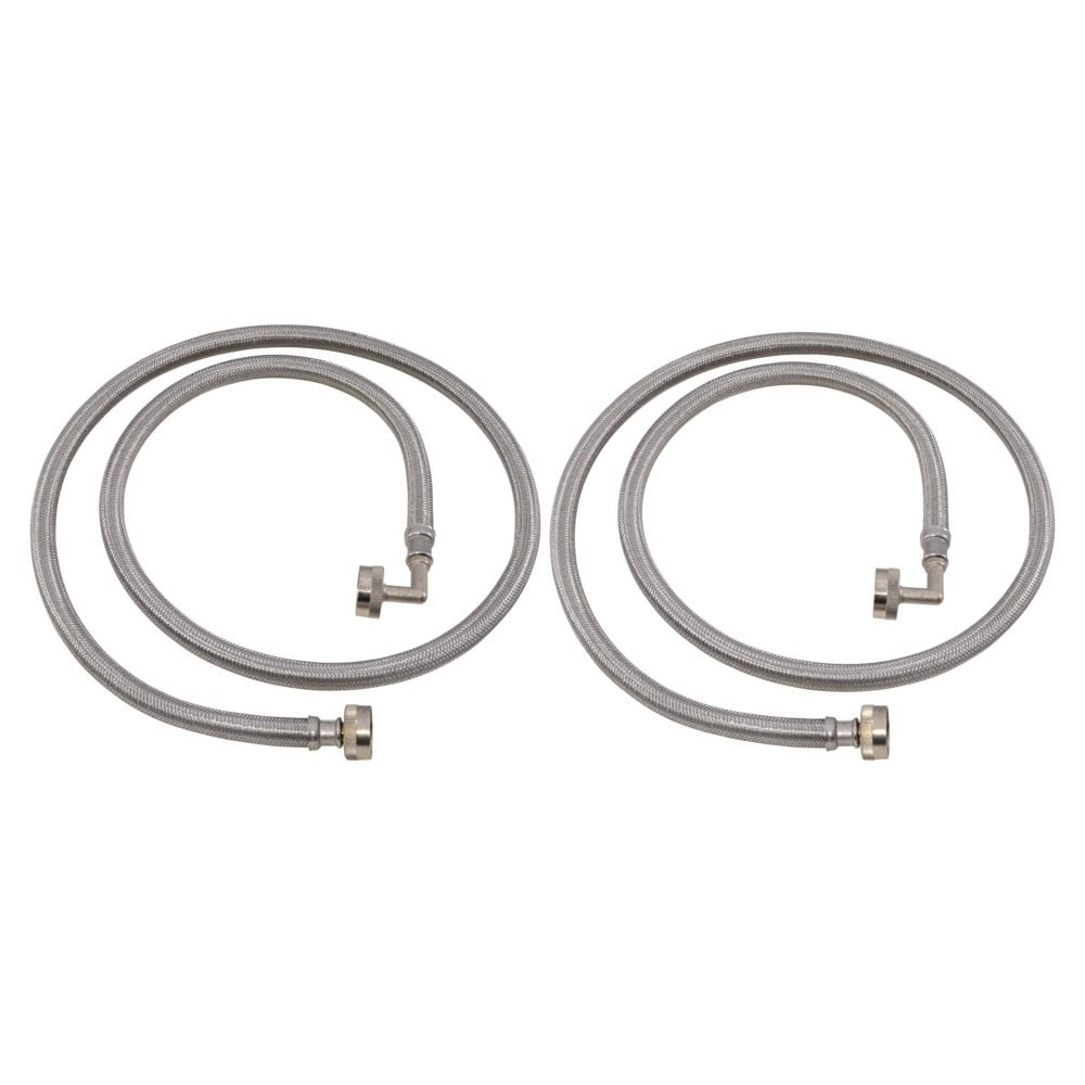 Eastman 41065 5 ft Braided Stainless Steel Washing Machine Hoses with Elbows (2 Pack) - 2