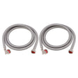 Eastman 41066 6 ft Braided Stainless Steel Washing Machine Hoses with Elbows (2 Pack)