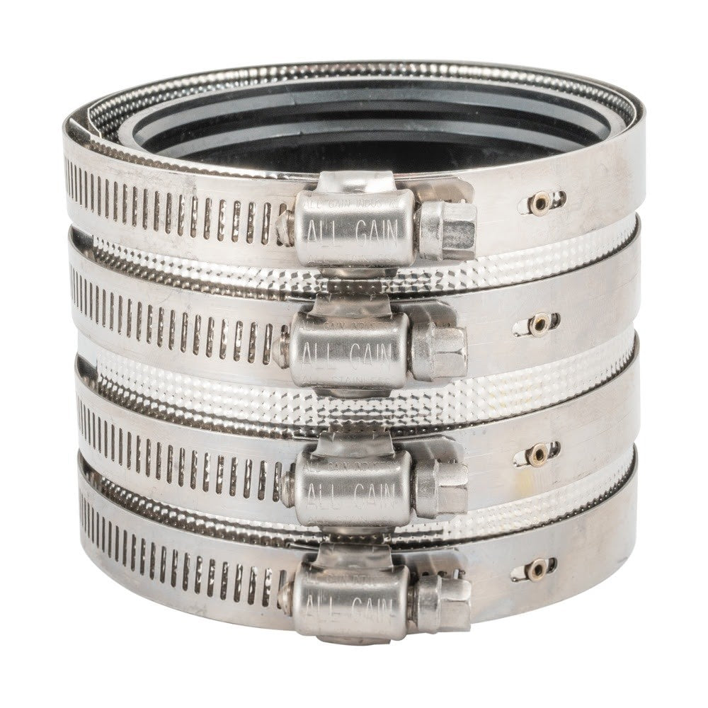 Eastman 43442 3 in. x 3 in. Heavy-Duty No-Hub Pipe Coupling with 4-Band Clamp