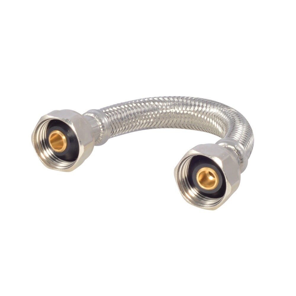 Eastman 48013 1/2 in IPS x 1/2 in IPS x 6 in Braided Stainless Steel Faucet Supply Line with Brass Insert