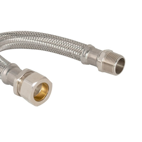 Eastman 48260 18 in. Braided Stainless Steel Water Heater Connector 3/4 in. Comp x 3/4 in. MIP