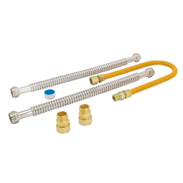 Eastman 48280 Gas Water Heater Installation Kit with 24 in Gas Connector and 18 in Water Connectors